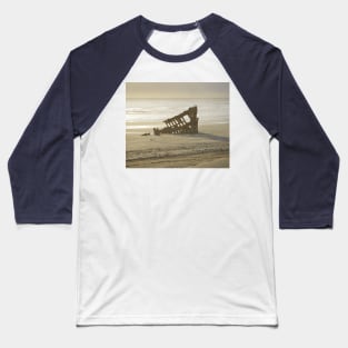 Misty Sunset Shipwreck - Oregon Coast Baseball T-Shirt